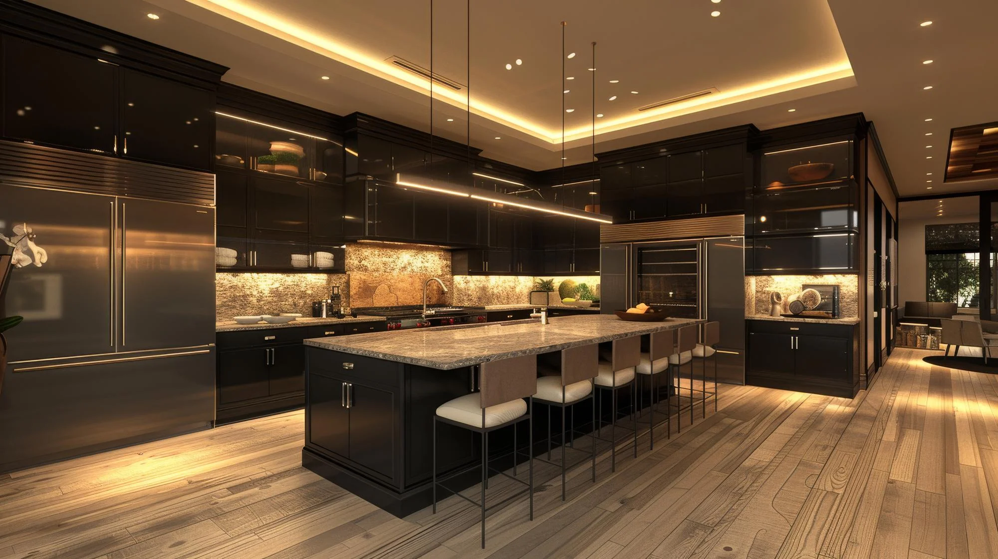 Design de interior de cozinha gourmet de luxo